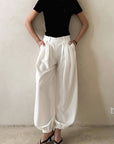 Casual Loose Fit Solid Color Tapered Pants