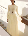 Elegant Knitted Round Neck Long Dress for Women