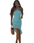 Summer Asymmetrical Ruffle Hem Dress