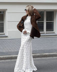Elegant White Lace A-Line Skirt for Women