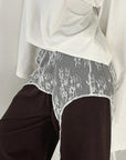Lace Sheer Layered Mini Skirt for Women