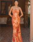 Elegant Strapless Floral Maxi Dress