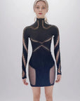 Nazada Women's Spring High Neck Long Sleeve Dress