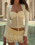 Women's Long Sleeve Mesh Top with Tie-Dye