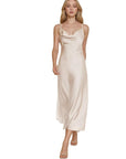 New Women's Satin Maxi Dress with Spaghetti Straps