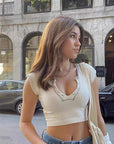 Women's V-Neck Short Sleeve Crop Top