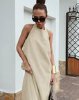 Casual Cotton Linen Halter Dress for Women