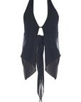 Backless Sheer Mesh Halter Top for Women