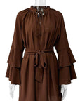Stylish V-Neck Ruffle Sleeve Irregular Dress