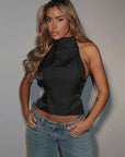 Satin Backless Top for Spring and Summer