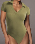 Summer New Women's Cotton Polo Neck Slim Fit Bodysuit