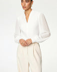 V-Neck Sheer Long Sleeve Blouse for Women