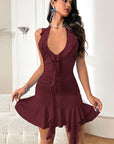 Unique Ruffle Neck Sexy Bodycon Dress