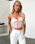 Cropped Bowknot Lace Camisole Top for Women