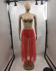 Sexy Sheer Pleated Skirt with Lace for Nightclub