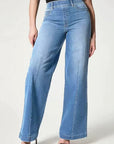 High Waist Wide Leg Stretch Denim Pants for Women