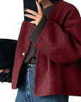 Fashionable V-Neck Woolen Cardigan for Women
