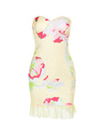 Spring Floral Print Strapless Bodycon Dress