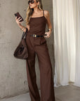 French Vintage Brown Cami Set for Women