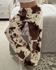 Loose Fit Printed Fleece Pants for Women
