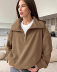Fashionable Brown Fleece Sweatshirt for Women
