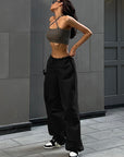 Casual Drawstring Waist Cargo Pants for Women