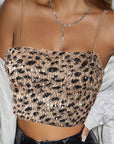 Spring Autumn Crop Top with Leopard Print