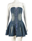 Stylish Denim Strapless Mini Dress for Women