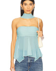 Sexy Sheer Chiffon Strapless Top with Scarf