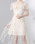 French Elegant Women's Lace Ruffle Dress