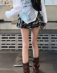 Sexy Camouflage Pleated Mini Skirt for Women