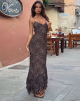 Summer Sexy Backless Leopard Print Ruffle Dress