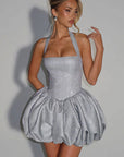 Elegant Halter Neck Bow Tie Mini Dress