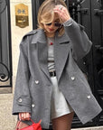 Elegant Gray Woolen Blazer for Women