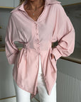 SHEIN Autumn Long Sleeve V-Neck Button Shirt