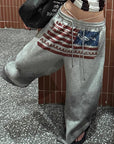 Sexy American Flag Print Drawstring Pants