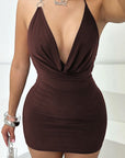 Sexy Slim Fit Deep V Neck Backless Dress