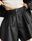 High Waist PU Leather Shorts for Street Style