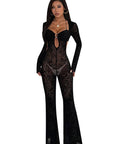 Sexy Velvet Long Sleeve Jumpsuit for Women