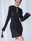 Spring Commuter Green Pleated Dress for Women