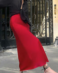 Elegant Red Satin Mermaid Skirt for Women