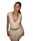 Sexy Lace V-Neck Short Sleeve Top