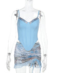 European Style Lace Bodice Slim Top and Skirt Set