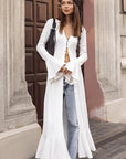 Elegant White Ruffled Sleeve Mermaid Dress