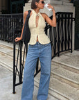 Summer Vintage Halter Neck Slim Fit Top for Women