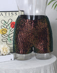 Leopard Print Sequin Women's Casual Shorts