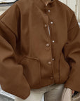 Stylish Brown Wool Blend Coat for Women