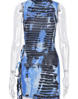 Gradient Long Sleeve Dress with Tie Detail