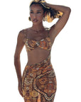 Sexy Backless Travel Dress with Geometric Print