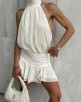 Chic Halter Neck Mini Dress for Summer Vacation